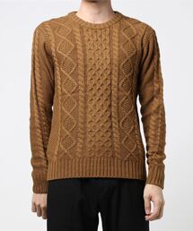【TONE MEN'S】ケーブルクルーネックニット(BL)