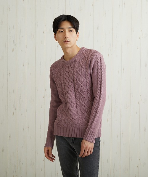 TONE SELECT WEAR(トーンセレクトウェア)の「【TONE MEN'S】ケーブルクルーネックニット(BL)(ニット/セーター・メンズ・ブラック/ブラウン/アイボリー/ブラック系その他/ベージュ系その他/ブルー系その他/パープル系その他/ブラック系その他2/ワイン/グレー系その他/ネイビー/グレー系その他2/キャメル/ホワイト系その他・MEDIUM/LARGE/X-LARGE)」の12枚目の写真