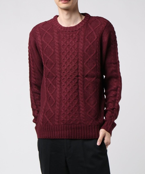 TONE SELECT WEAR(トーンセレクトウェア)の「【TONE MEN'S】ケーブルクルーネックニット(BL)(ニット/セーター・メンズ・ブラック/ブラウン/アイボリー/ブラック系その他/ベージュ系その他/ブルー系その他/パープル系その他/ブラック系その他2/ワイン/グレー系その他/ネイビー/グレー系その他2/キャメル/ホワイト系その他・MEDIUM/LARGE/X-LARGE)」の14枚目の写真