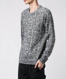 【TONE MEN'S】ケーブルクルーネックニット(BL)