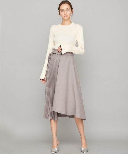 STUDIOUS（ステュディオス）の「【STUDIOUS】シアーリンクルニットップス（ニット/セーター・レディース・ブラック/ベージュ/ラベンダー・FREE）」の6枚目の写真