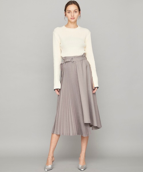 STUDIOUS（ステュディオス）の「【STUDIOUS】シアーリンクルニットップス（ニット/セーター・レディース・ブラック/ベージュ/ラベンダー・FREE）」の7枚目の写真