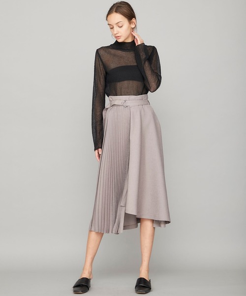 STUDIOUS（ステュディオス）の「【STUDIOUS】シアーリンクルニットップス（ニット/セーター・レディース・ブラック/ベージュ/ラベンダー・FREE）」の4枚目の写真