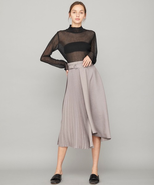 STUDIOUS（ステュディオス）の「【STUDIOUS】シアーリンクルニットップス（ニット/セーター・レディース・ブラック/ベージュ/ラベンダー・FREE）」の5枚目の写真