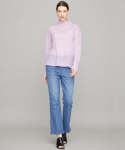 STUDIOUS（ステュディオス）の「【STUDIOUS】シアーリンクルニットップス（ニット/セーター・レディース・ブラック/ベージュ/ラベンダー・FREE）」の8枚目の写真