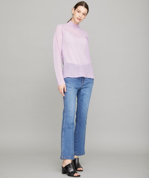 STUDIOUS（ステュディオス）の「【STUDIOUS】シアーリンクルニットップス（ニット/セーター・レディース・ブラック/ベージュ/ラベンダー・FREE）」の9枚目の写真