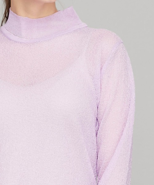 STUDIOUS（ステュディオス）の「【STUDIOUS】シアーリンクルニットップス（ニット/セーター・レディース・ブラック/ベージュ/ラベンダー・FREE）」の13枚目の写真