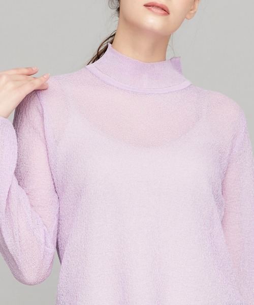 STUDIOUS（ステュディオス）の「【STUDIOUS】シアーリンクルニットップス（ニット/セーター・レディース・ブラック/ベージュ/ラベンダー・FREE）」の14枚目の写真