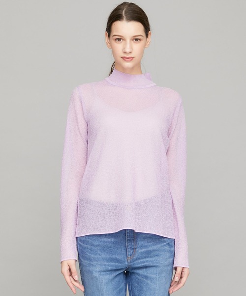 STUDIOUS（ステュディオス）の「【STUDIOUS】シアーリンクルニットップス（ニット/セーター・レディース・ブラック/ベージュ/ラベンダー・FREE）」の10枚目の写真