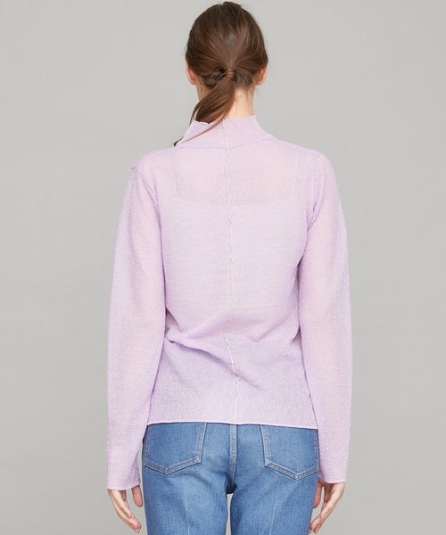 STUDIOUS（ステュディオス）の「【STUDIOUS】シアーリンクルニットップス（ニット/セーター・レディース・ブラック/ベージュ/ラベンダー・FREE）」の12枚目の写真