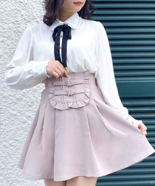 ROJITA（ロジータ）の「スクエア切替バックルＳＫ（スカート・レディース・グレー/ブラック/ピンク・FREE）」の3枚目の写真