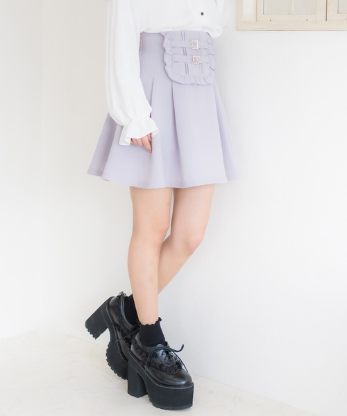 ROJITA（ロジータ）の「スクエア切替バックルＳＫ（スカート・レディース・グレー/ブラック/ピンク・FREE）」の5枚目の写真