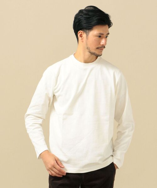 SHIPS(シップス)の「SC: ジャガード チェッカーパターン ロングスリーブ Tシャツ (ロンT)(Tシャツ/カットソー・メンズ・ホワイト/ダークグレー/ブルー・SMALL/LARGE/MEDIUM/X-LARGE)」の3枚目の写真