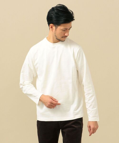 SHIPS(シップス)の「SC: ジャガード チェッカーパターン ロングスリーブ Tシャツ (ロンT)(Tシャツ/カットソー・メンズ・ホワイト/ダークグレー/ブルー・SMALL/LARGE/MEDIUM/X-LARGE)」の4枚目の写真