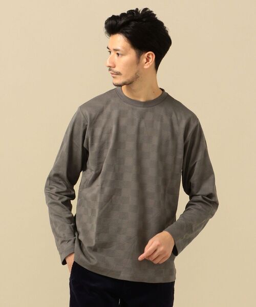 SHIPS(シップス)の「SC: ジャガード チェッカーパターン ロングスリーブ Tシャツ (ロンT)(Tシャツ/カットソー・メンズ・ホワイト/ダークグレー/ブルー・SMALL/LARGE/MEDIUM/X-LARGE)」の8枚目の写真