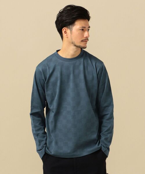 SHIPS(シップス)の「SC: ジャガード チェッカーパターン ロングスリーブ Tシャツ (ロンT)(Tシャツ/カットソー・メンズ・ホワイト/ダークグレー/ブルー・SMALL/LARGE/MEDIUM/X-LARGE)」の12枚目の写真