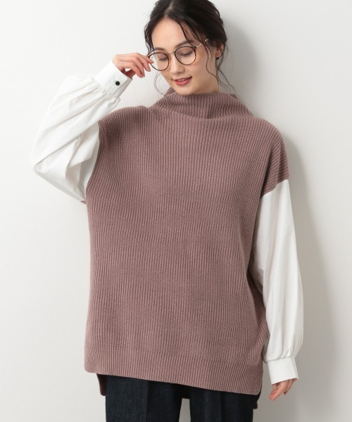 GLOBAL WORK（グローバルワーク）の「袖フワドッキングプルオーバー/898162（その他トップス・レディース・ブラック/ブラウン/ベージュ・FREE）」の3枚目の写真