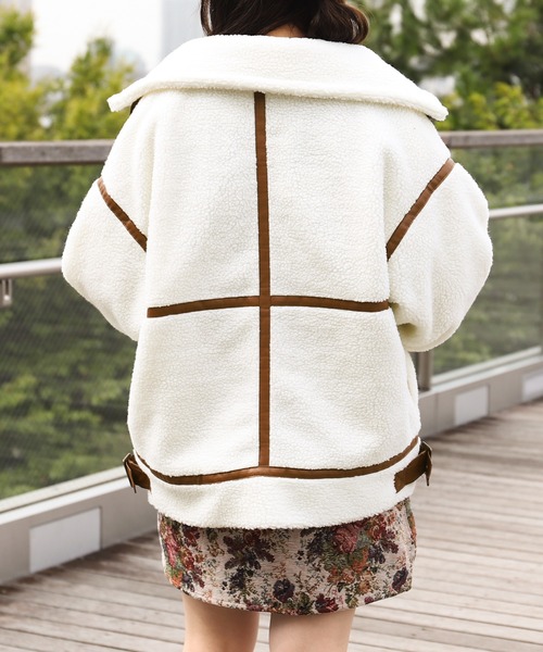 PairPair（ペアペア）の「ボアパイピングフライトジャケット（ブルゾン・レディース・アイボリー/モカ・FREE）」の8枚目の写真