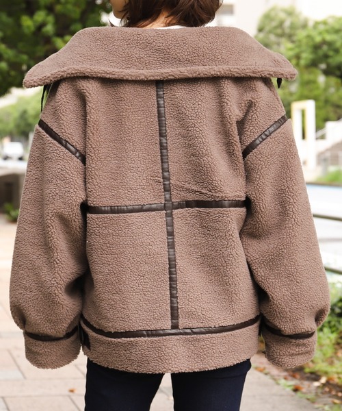 PairPair（ペアペア）の「ボアパイピングフライトジャケット（ブルゾン・レディース・アイボリー/モカ・FREE）」の14枚目の写真