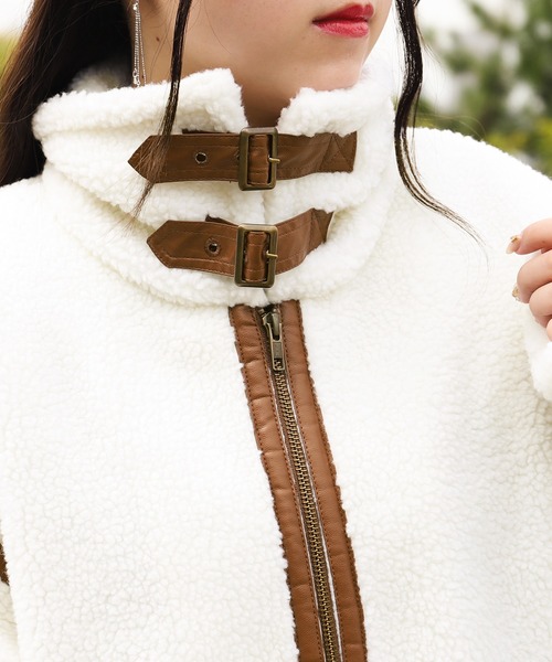 PairPair（ペアペア）の「ボアパイピングフライトジャケット（ブルゾン・レディース・アイボリー/モカ・FREE）」の16枚目の写真