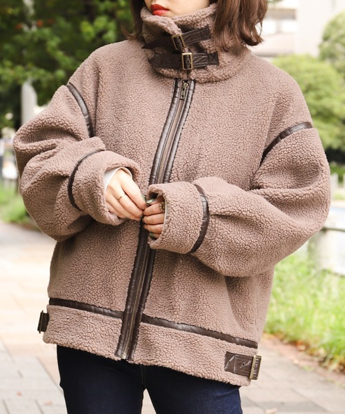 PairPair（ペアペア）の「ボアパイピングフライトジャケット（ブルゾン・レディース・アイボリー/モカ・FREE）」の19枚目の写真