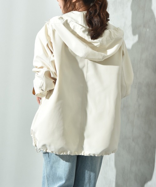 INTERPLANET（インタープラネット）の「【撥水・UV加工】キルトライナー付フードショートコート（マウンテンパーカー・レディース・ブラック/ベージュ/カーキ/キャメル/グレイッシュベージュ/ライトベージュ/アイボリー/ダークベージュ・FREE/XX-LARGE/LARGE/X-LARGE/XXX-LARGE）」の17枚目の写真