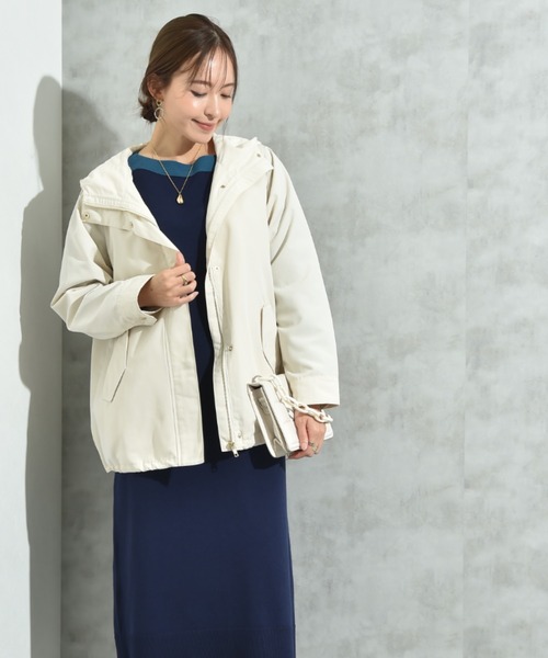 セール】【撥水・UV加工】キルトライナー付フードショートコート