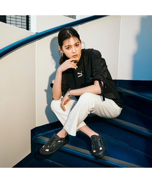 PUMA（プーマ）の「PUMA/プーマ レディース サンダル 厚底 軽量 プラットフォーム トレースライト ミュール 382872（スニーカー・レディース・ブラック/ホワイト/ピンク系その他/ホワイト×ブラック/モスグリーン/ベージュ・25.0cm/24.0cm/23.0cm/23.5cm/24.5cm）」の13枚目の写真