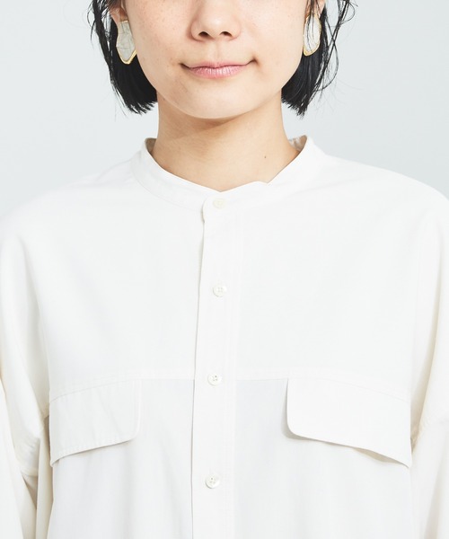 qualite(カリテ)の「【WEB・一部店舗限定】バンドカラーシャツ(シャツ/ブラウス・レディース・ネイビー/グリーン/アイボリー・フリー)」の10枚目の写真