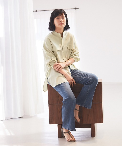 qualite(カリテ)の「【WEB・一部店舗限定】バンドカラーシャツ(シャツ/ブラウス・レディース・ネイビー/グリーン/アイボリー・フリー)」の15枚目の写真