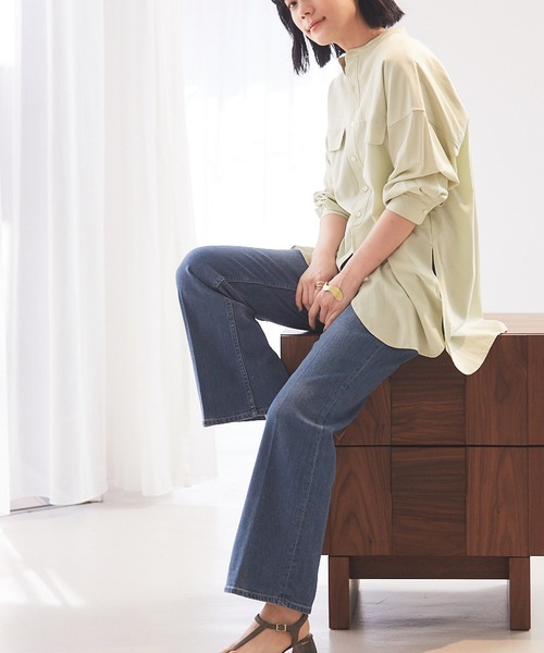 qualite(カリテ)の「【WEB・一部店舗限定】バンドカラーシャツ(シャツ/ブラウス・レディース・ネイビー/グリーン/アイボリー・フリー)」の7枚目の写真