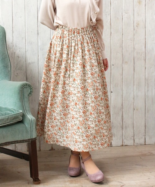 ASTORIA ODIER（アストリアオディール）の「ウエストゴム花柄ロングスカート（スカート・レディース・アイボリー/ブラウン・SMALL/MEDIUM）」の15枚目の写真