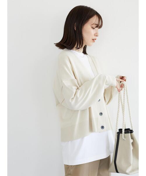 Green Parks(グリーンパークス)の「ショート丈スクエアカーデ*(カーディガン/ボレロ・レディース・グレー/オフホワイト/ピンク/グリーン・FREE)」の6枚目の写真