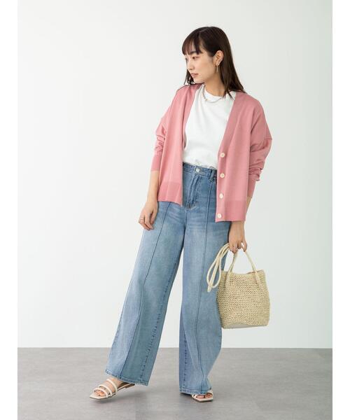 Green Parks(グリーンパークス)の「ショート丈スクエアカーデ*(カーディガン/ボレロ・レディース・グレー/オフホワイト/ピンク/グリーン・FREE)」の15枚目の写真