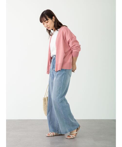 Green Parks(グリーンパークス)の「ショート丈スクエアカーデ*(カーディガン/ボレロ・レディース・グレー/オフホワイト/ピンク/グリーン・FREE)」の16枚目の写真