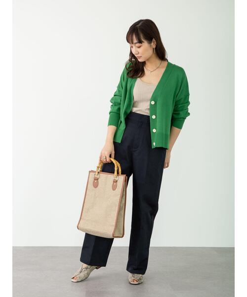 Green Parks(グリーンパークス)の「ショート丈スクエアカーデ*(カーディガン/ボレロ・レディース・グレー/オフホワイト/ピンク/グリーン・FREE)」の21枚目の写真