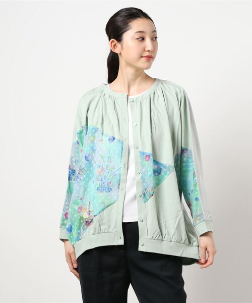ScoLar（スカラー）の「クラゲ柄 異素材切替カーディガン
