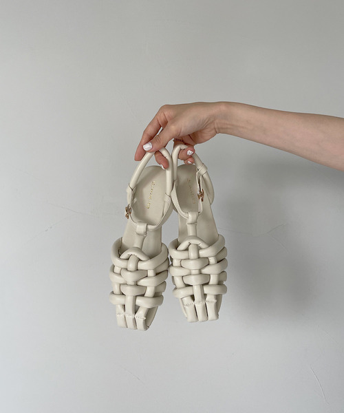 SANSeLF（サンセルフ）の「【SANSeLF】crossing flat shoes　　sans11s1（サンダル・レディース・ホワイト/ブラウン/イエロー・40/38/39/35/36/37）」の2枚目の写真