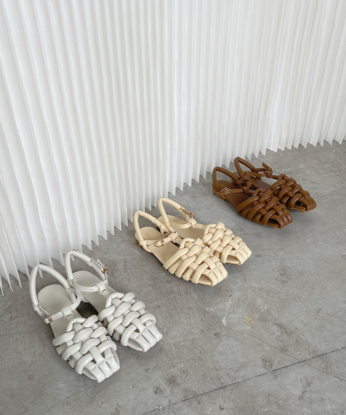 SANSeLF（サンセルフ）の「【SANSeLF】crossing flat shoes　　sans11s1（サンダル・レディース・ホワイト/ブラウン/イエロー・40/38/39/35/36/37）」の4枚目の写真