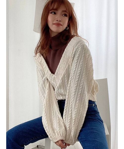 RESEXXY(リゼクシー)の「ベーシックタートルニットトップス(ニット/セーター・レディース・ホワイト/ブラック/ピンク/ブラウン/ベージュ・FREE)」の4枚目の写真