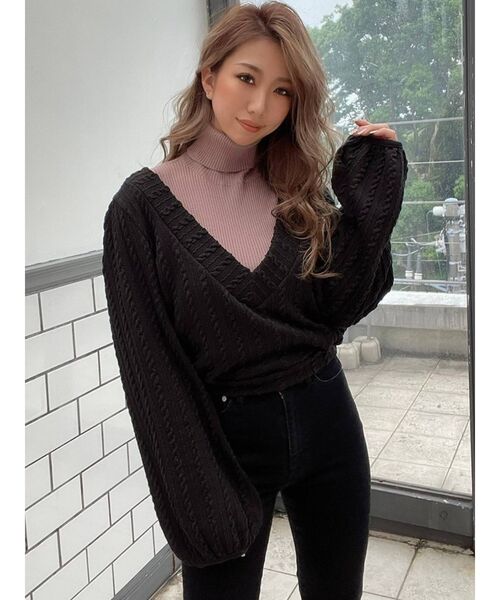 RESEXXY(リゼクシー)の「ベーシックタートルニットトップス(ニット/セーター・レディース・ホワイト/ブラック/ピンク/ブラウン/ベージュ・FREE)」の1枚目の写真