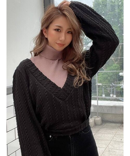 RESEXXY(リゼクシー)の「ベーシックタートルニットトップス(ニット/セーター・レディース・ホワイト/ブラック/ピンク/ブラウン/ベージュ・FREE)」の16枚目の写真