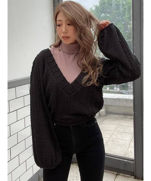 RESEXXY(リゼクシー)の「ベーシックタートルニットトップス(ニット/セーター・レディース・ホワイト/ブラック/ピンク/ブラウン/ベージュ・FREE)」の19枚目の写真