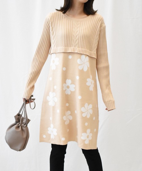 RANAN(ラナン)の「ジャカードニットチュニック(チュニック・レディース・ブラック/ベージュ/グレー/ボルドー・3L/M/LL/L)」の3枚目の写真