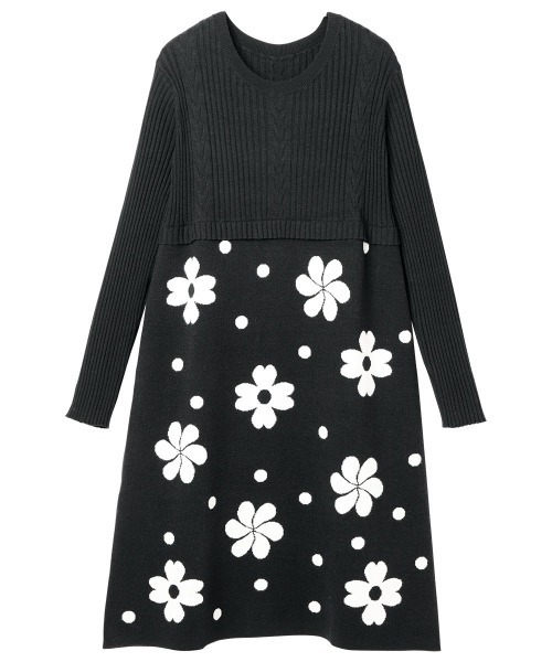 RANAN(ラナン)の「ジャカードニットチュニック(チュニック・レディース・ブラック/ベージュ/グレー/ボルドー・3L/M/LL/L)」の5枚目の写真