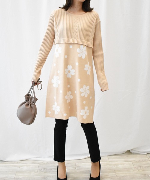 RANAN(ラナン)の「ジャカードニットチュニック(チュニック・レディース・ブラック/ベージュ/グレー/ボルドー・3L/M/LL/L)」の14枚目の写真