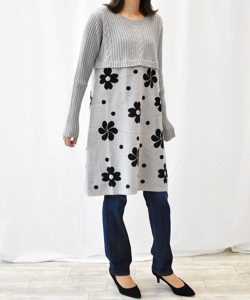 RANAN(ラナン)の「ジャカードニットチュニック(チュニック・レディース・ブラック/ベージュ/グレー/ボルドー・3L/M/LL/L)」の10枚目の写真