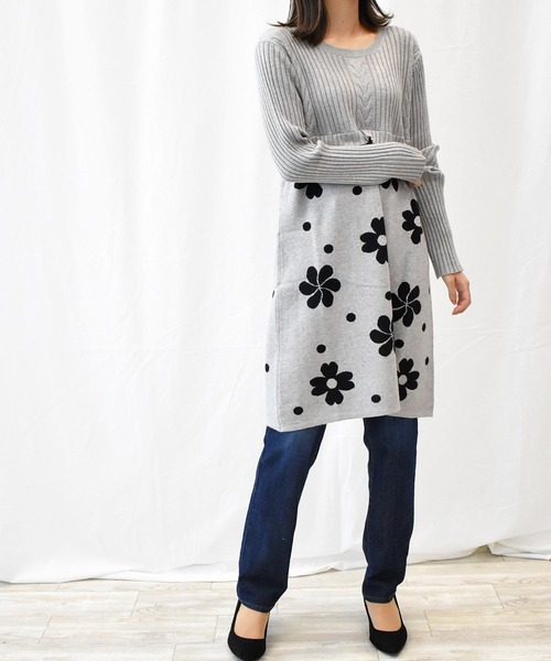 RANAN(ラナン)の「ジャカードニットチュニック(チュニック・レディース・ブラック/ベージュ/グレー/ボルドー・3L/M/LL/L)」の11枚目の写真