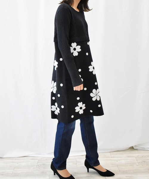 RANAN(ラナン)の「ジャカードニットチュニック(チュニック・レディース・ブラック/ベージュ/グレー/ボルドー・3L/M/LL/L)」の9枚目の写真