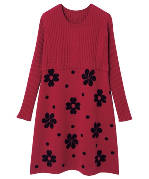 RANAN(ラナン)の「ジャカードニットチュニック(チュニック・レディース・ブラック/ベージュ/グレー/ボルドー・3L/M/LL/L)」の16枚目の写真